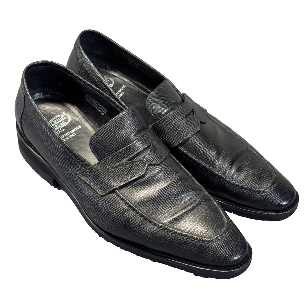 Calzoleria Toscana 4838 Penny Loafer Men's EUR 44/US 11 Black Saffiano Italy